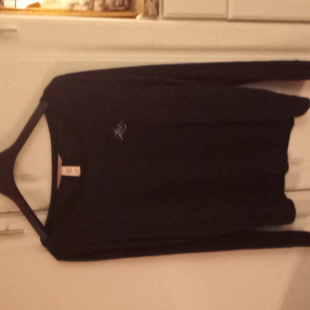Victoria's Secret Black Top w Silver "Love" Embroidery